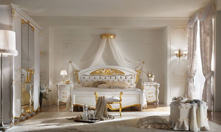Schlafzimmer La Fenice Weiß-Gold