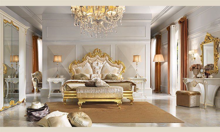 Schlafzimmer Diamante Weiß-Gold Komp.1