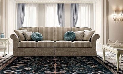 Big Sofa Treviso 4-Sitzer Stoffbezug Sand Gestreift - Beige