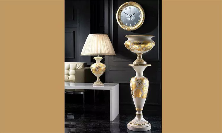 Keramik Wohnaccessoires Damasco Weiss-Gold 1020/6