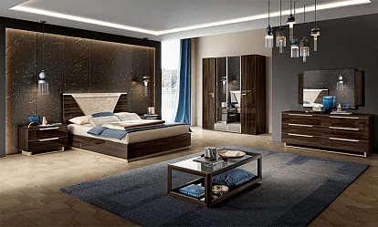 Schlafzimmer Smart Modum Nussbaum Hochglanz - Modern
