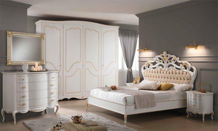 Barock Schlafzimmer Classici Ischia Weiß-Gold