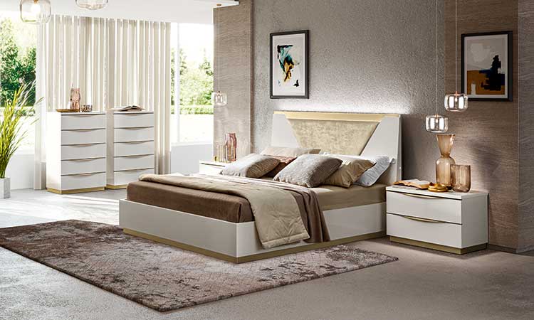 Schlafzimmer Kharma Modum Weiß Gold Hochglanz