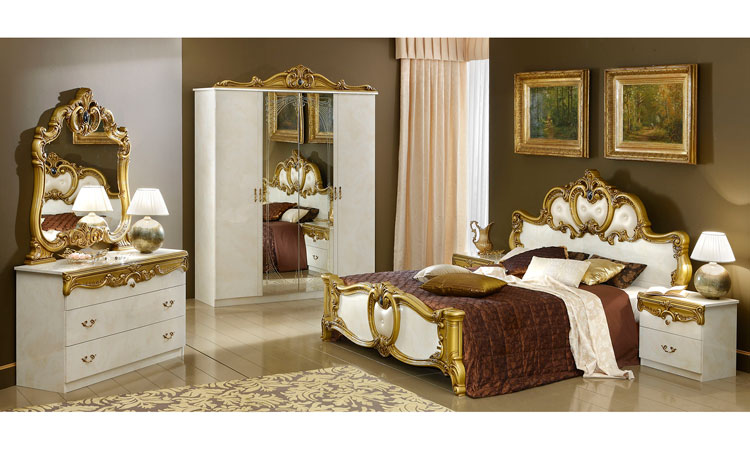 Barock Schlafzimmer Barocco Beige-Gold Hochglanz
